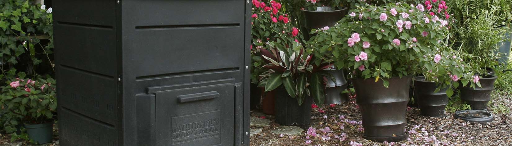 Composter in a garden for vermicomposting